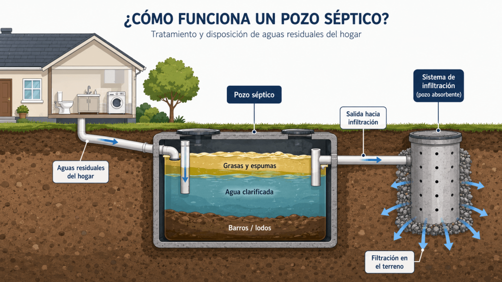 diagrama funcionamiento pozo séptico